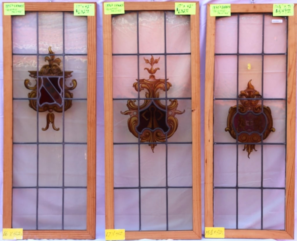 THREE STAINED GLASS PANELS (1 of 7)
