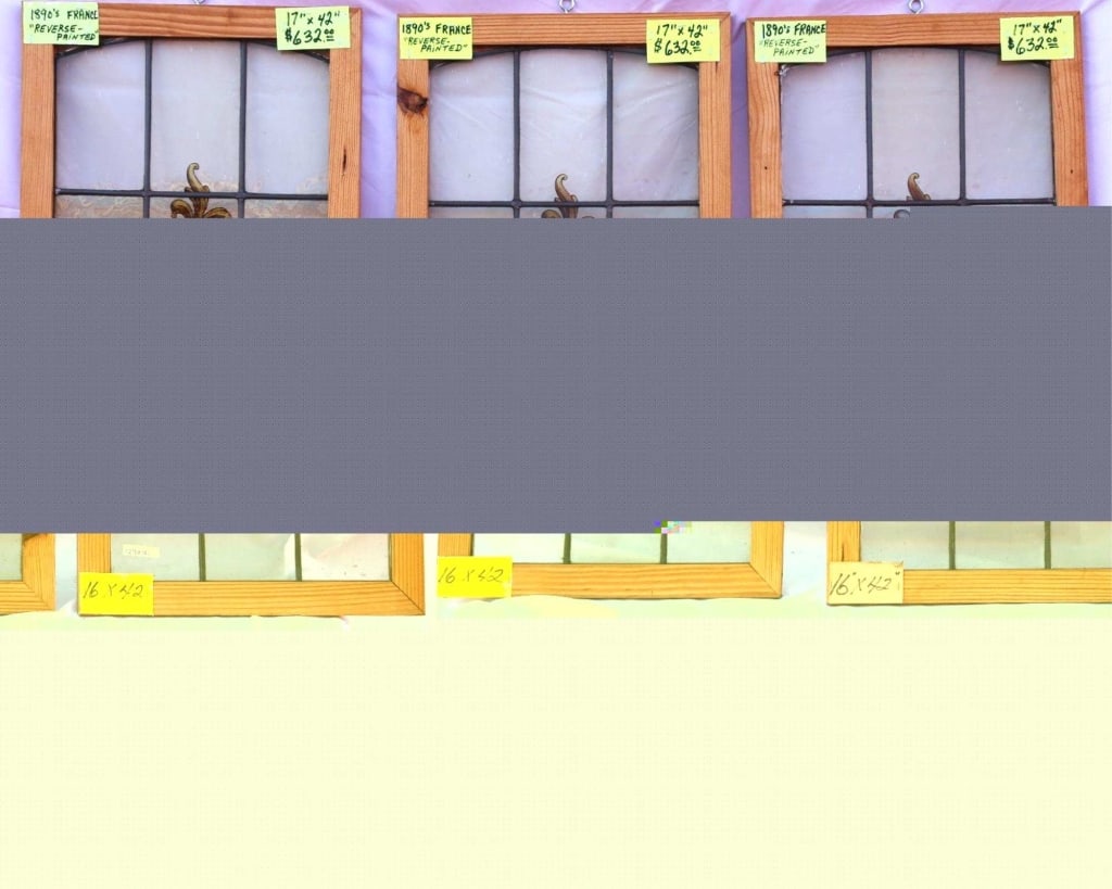 SET OF 3 ANTIQUE STAINED GLASS WINDOWS: Set of 3 antique stained glass windows. Approximate dimensions: h. 42", w. 17" Disclaimer: This is an online court ordered bankruptcy sale. Participating bidders must have a credit card on file with L