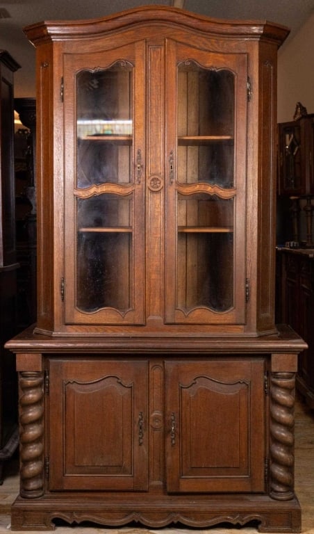 19TH C. FRENCH OAK VITRINE CABINET (1 of 4)