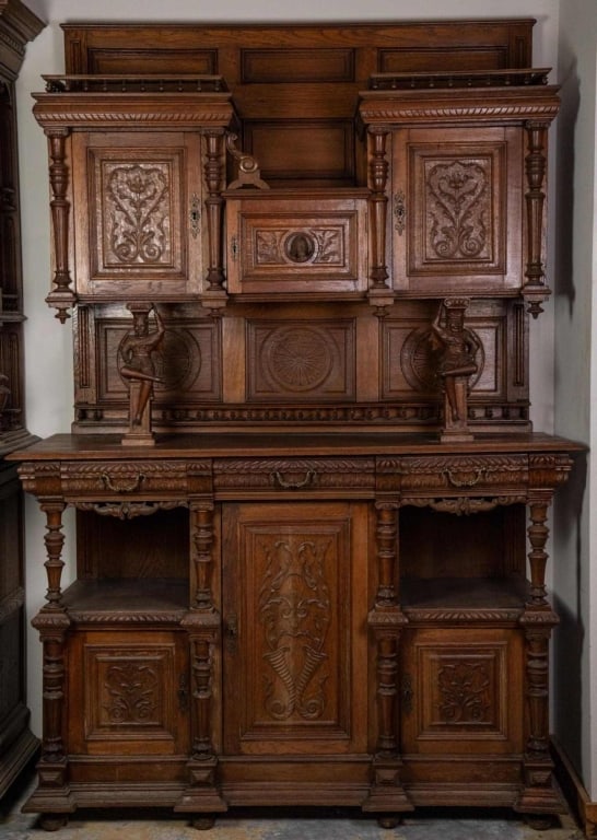 MONUMENTAL FRENCH FIGURAL CARVED BUFFET (1 of 6)