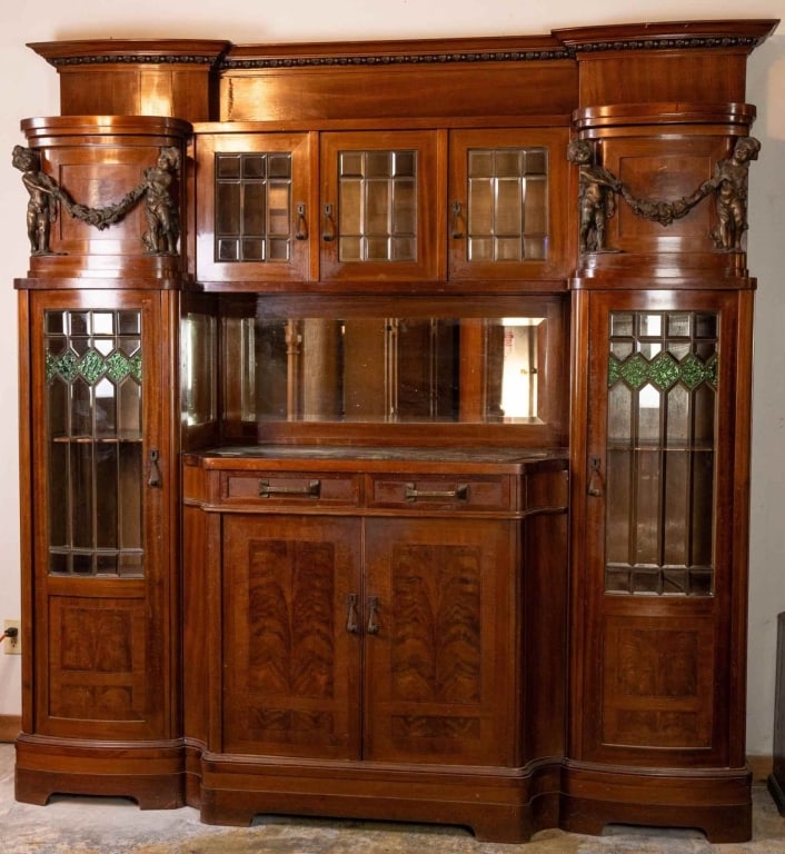 FRENCH ART DECO MAHOGANY VITRINE BUFFET (1 of 11)