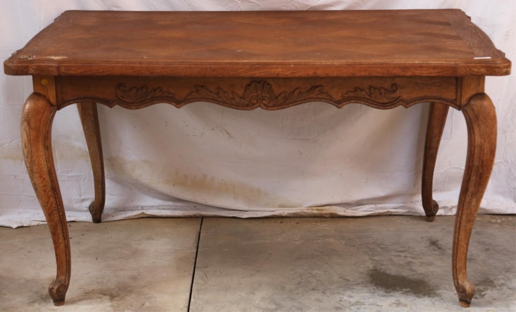FRENCH COUNTRY OAK PARQUETRY TOP DINING TABLE (1 of 4)