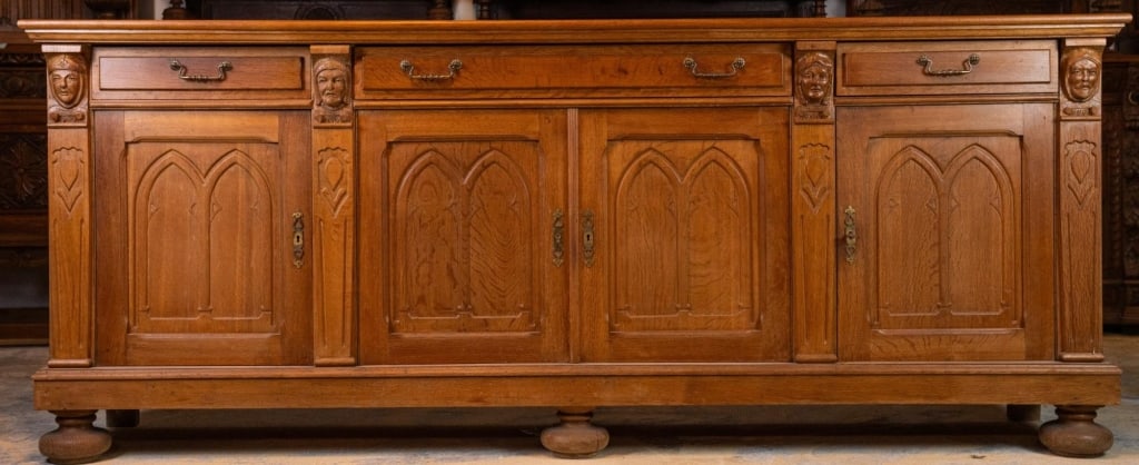 FRENCH CARVED OAK SIDEBOARD (1 of 4)