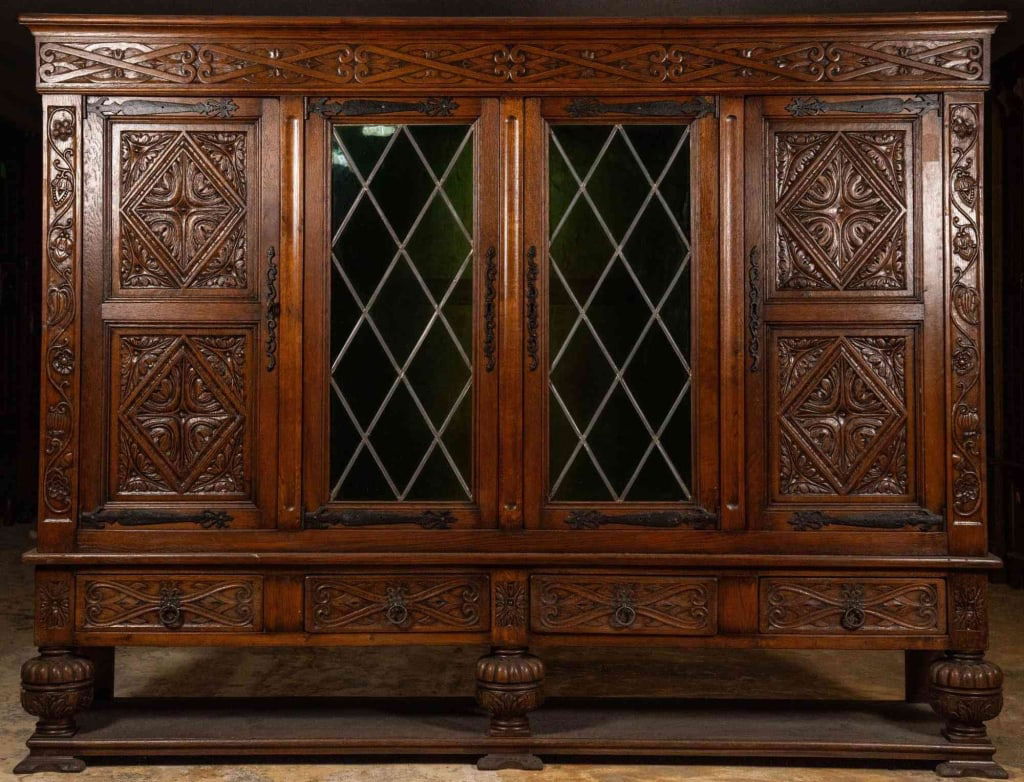 FRENCH RENAISSANCE STYLE VITRINE BOOKCASE (1 of 5)