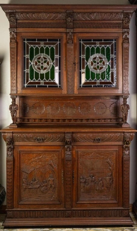 19TH C. FRENCH RENAISSANCE STYLE FIGURAL CARVED BU (1 of 7)