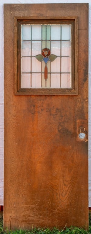 FRENCH ART NOUVEAU STAINED GLASS DOOR (1 of 3)