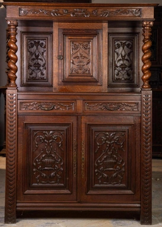 19TH C. FRENCH RENAISSANCE REVIVAL COURT CUPBOARD (1 of 4)