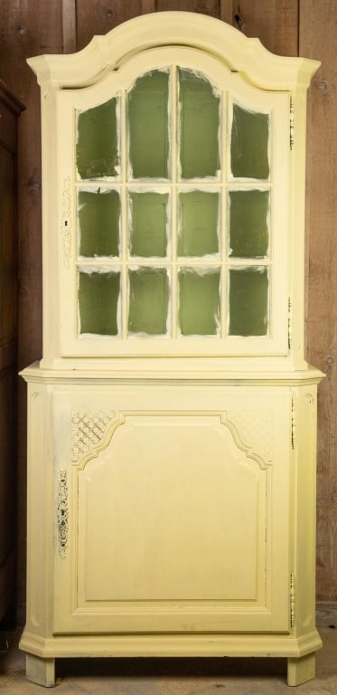 FRENCH PAINT DECORATED OAK VITRINE (1 of 3)
