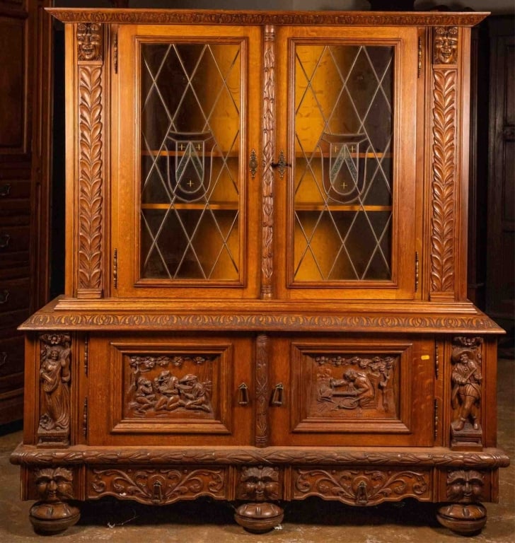 FRENCH RENAISSANCE REVIVAL VITRINE BOOKCASE (1 of 4)