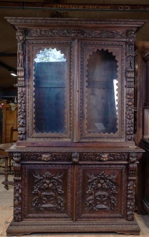 FRENCH RENAISSANCE REVIVAL VITRINE BOOKCASE (1 of 6)