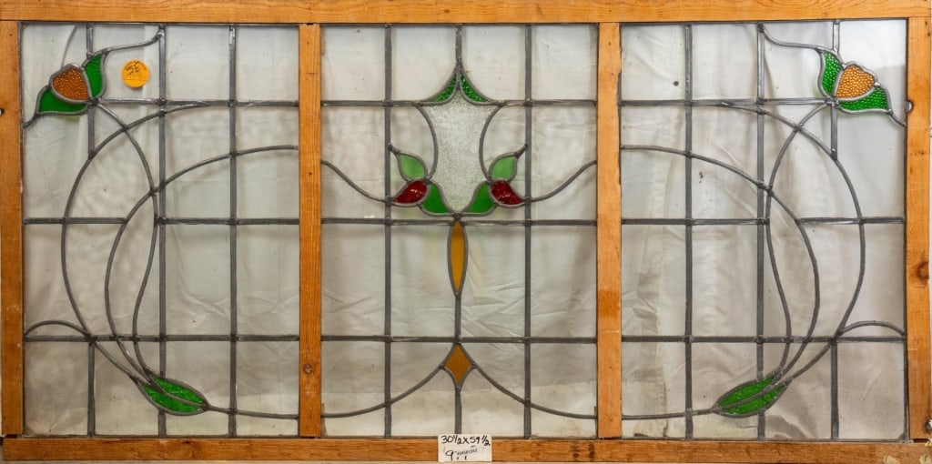 ANTIQUE CONTINENTAL STAINED GLASS PANEL (1 of 3)
