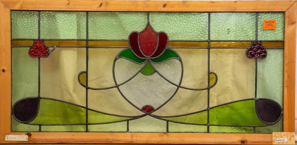 ANTIQUE FRENCH STAINED GLASS PANEL (1 of 3)