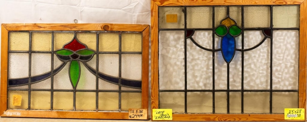 TWO IRISH STAINED GLASS PANELS (1 of 4)