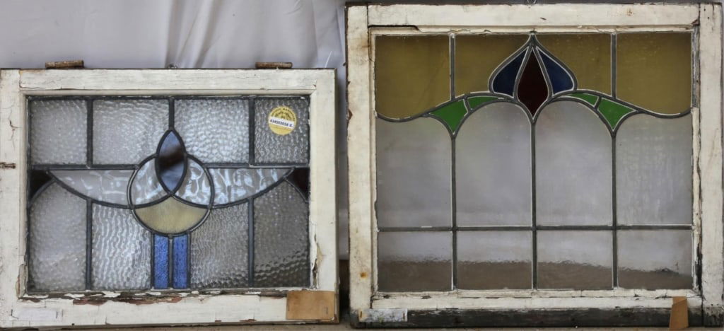 TWO ANTIQUE CONTINENTAL STAINED GLASS PANELS (1 of 3)