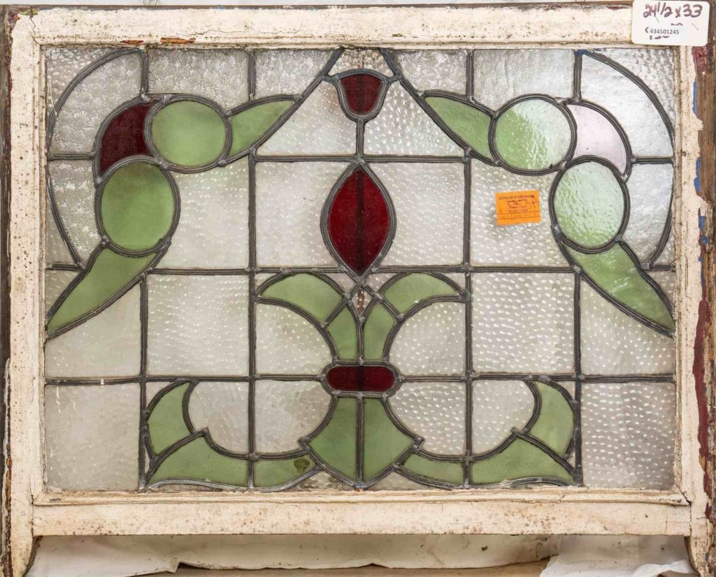 ANTIQUE FRENCH STAINED GLASS PANEL (1 of 3)