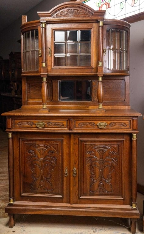 FRENCH OAK TALL VITRINE BUFFET (1 of 6)