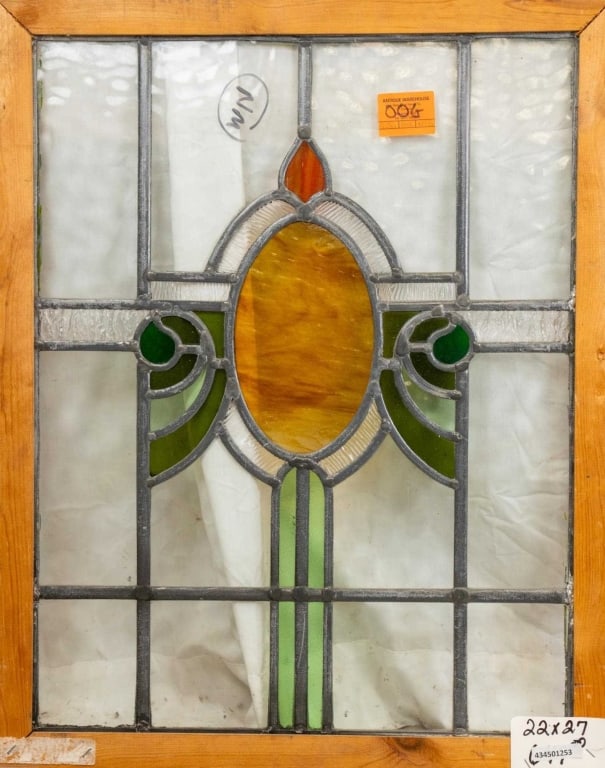 ANTIQUE FRENCH STAINED GLASS PANEL (1 of 3)