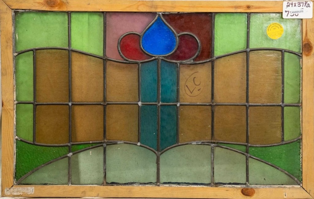 ANTIQUE FRENCH STAINED GLASS PANEL (1 of 4)