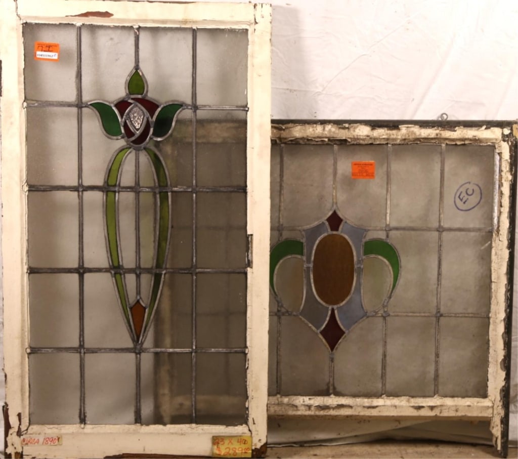 TWO ANTIQUE CONTINENTAL STAINED GLASS PANELS (1 of 4)