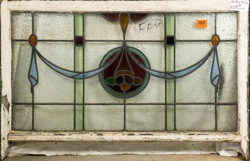 ANTIQUE FRENCH STAINED GLASS PANEL (1 of 3)