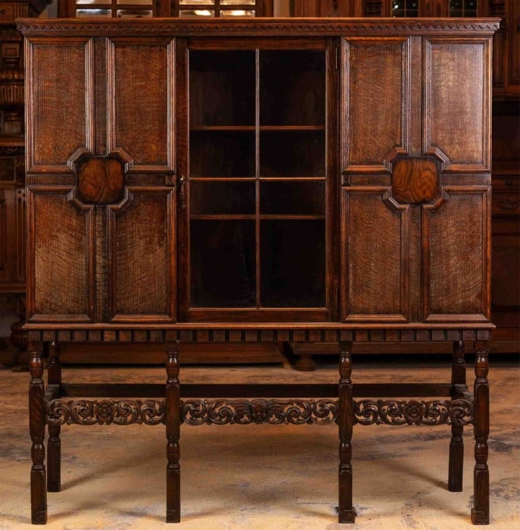 FRENCH CARVED VITRINE BOOKCASE (1 of 4)