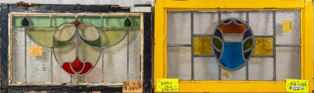 TWO ANTIQUE CONTINENTAL STAINED GLASS PANELS (1 of 4)