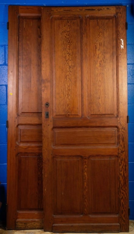 TWO 19TH C. AMERICAN HEART PINE DOORS (1 of 4)