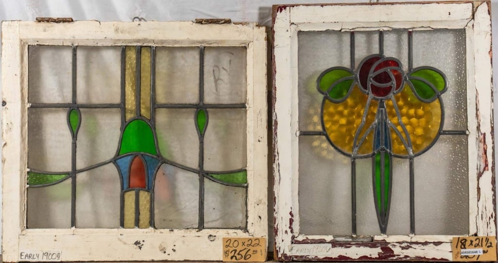 TWO ANTIQUE CONTINENTAL STAINED GLASS PANELS (1 of 4)