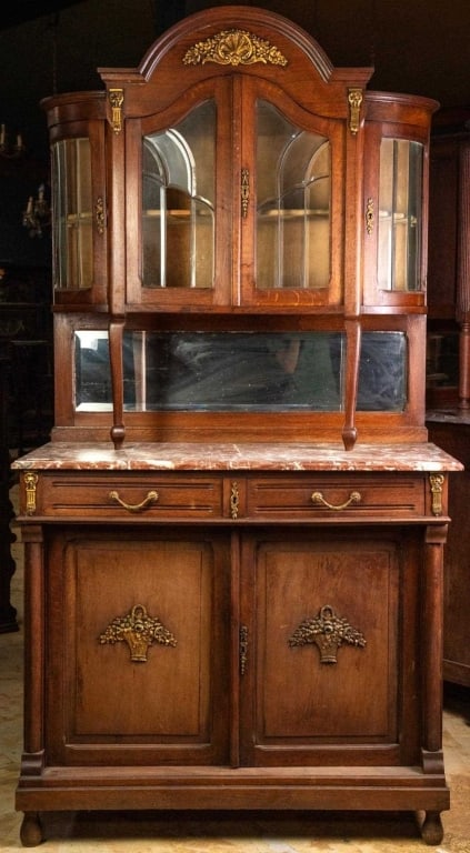 FRENCH MARBLE TOP VITRINE BUFFET (1 of 5)