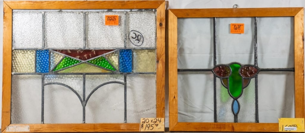 TWO ANTIQUE CONTINENTAL STAINED GLASS PANELS (1 of 4)