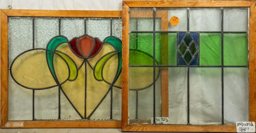TWO ANTIQUE CONTINENTAL STAINED GLASS PANELS (1 of 4)
