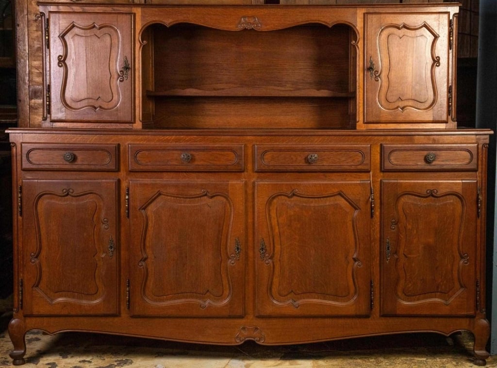 FRENCH COUNTRY CARVED OAK SIDEBOARD (1 of 4)