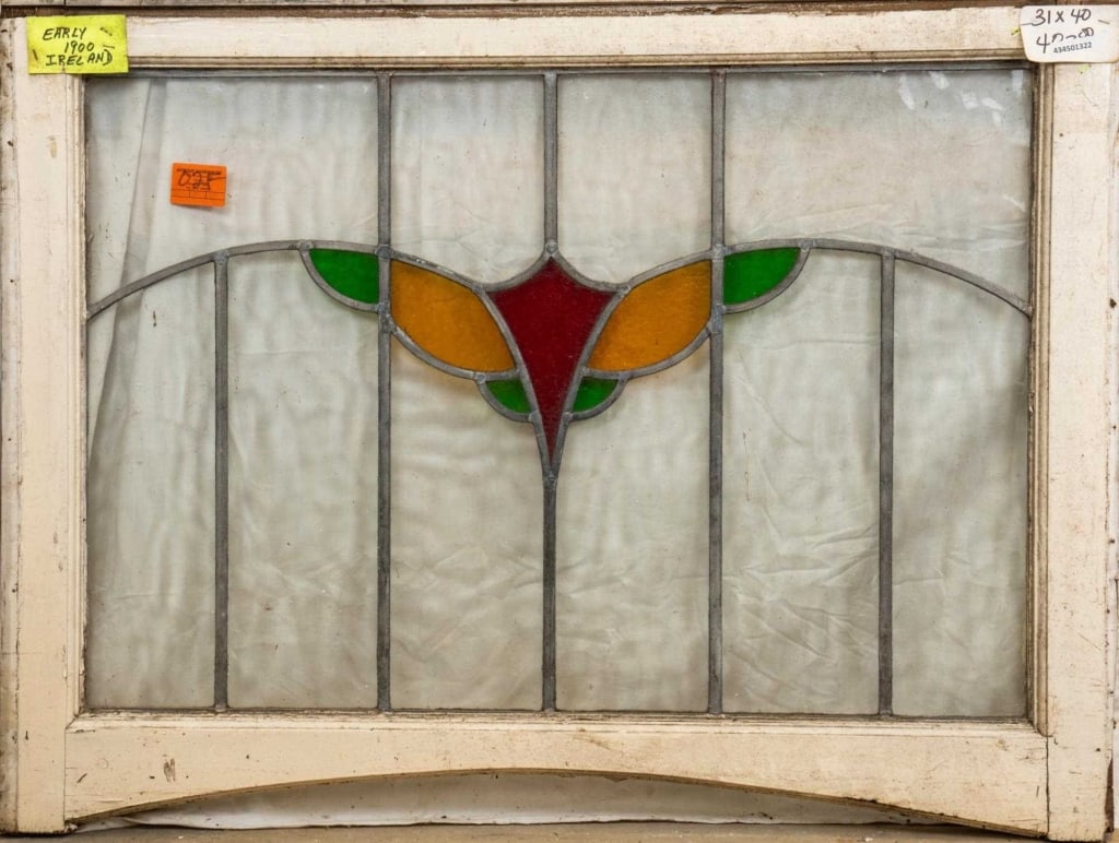 ANTIQUE IRISH STAINED GLASS PANEL (1 of 3)