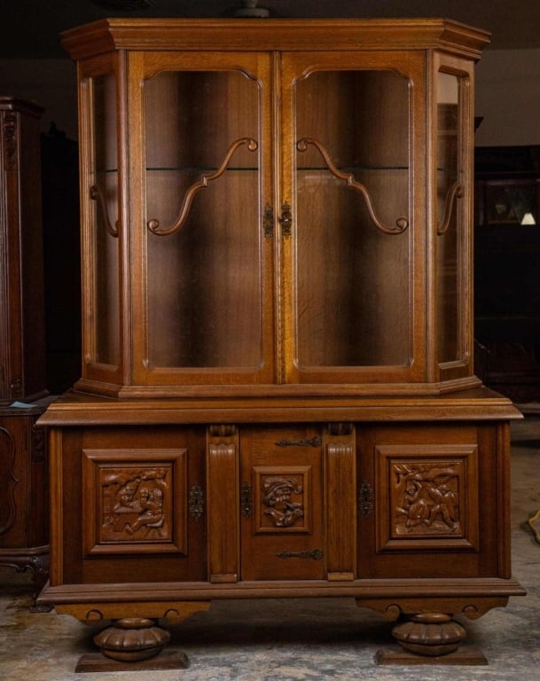 FRENCH OAK VITRINE BUFFET (1 of 3)
