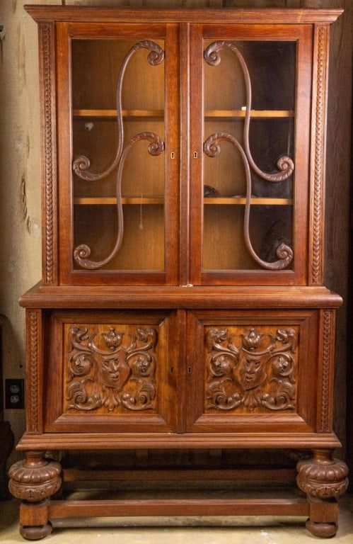 FRENCH RENAISSANCE REVIVAL VITRINE BOOKCASE (1 of 3)