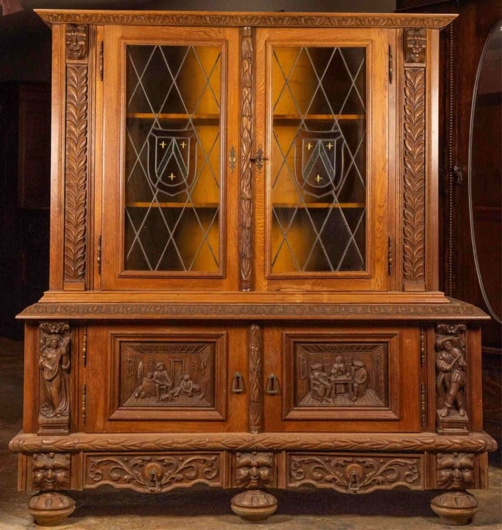 FRENCH RENAISSANCE REVIVAL VITRINE BOOKCASE (1 of 4)