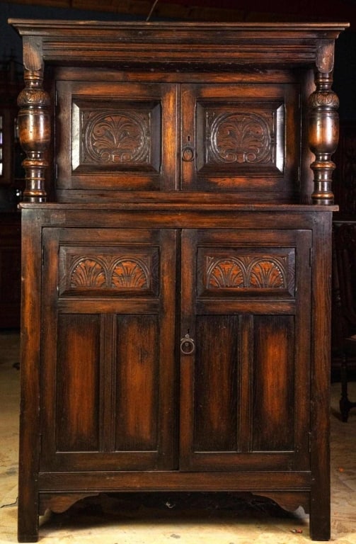 19TH C. FRENCH CARVED COURT CUPBOARD (1 of 5)