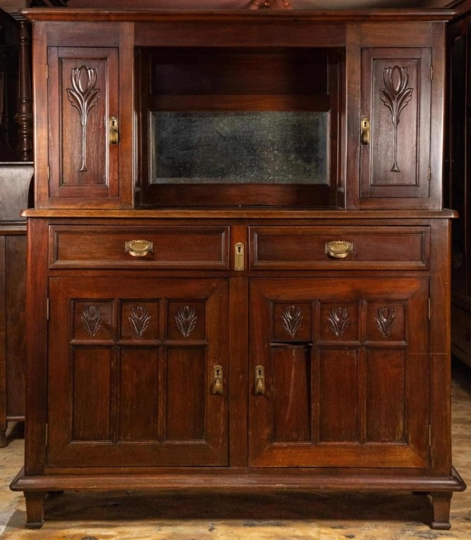 FRENCH ART NOUVEAU MAHOGANY BUFFET (1 of 4)