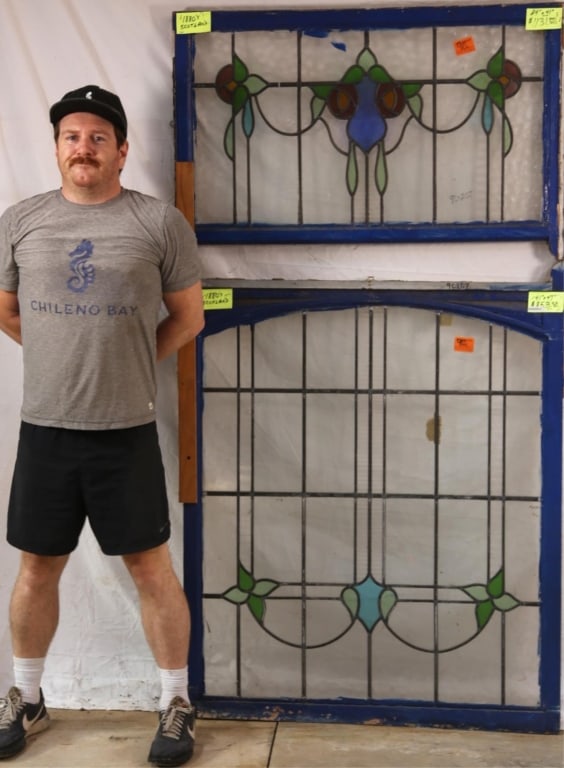 SET OF 2 ANTIQUE SCOTTISH STAINED GLASS PANEL (1 of 4)