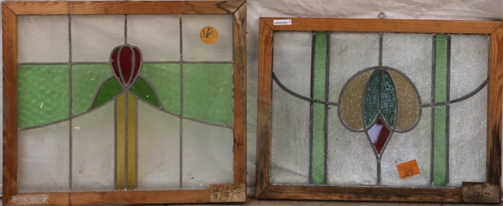 TWO ANTIQUE CONTINENTAL STAINED GLASS PANELS: Two antique Continental stained glass panels. Approximate dimensions: h. 20", w. 23" Disclaimer: This is an online court ordered bankruptcy sale. Participating bidders must have a credit card on file
