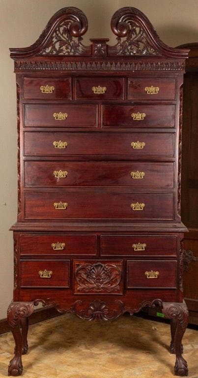 ENGLISH CHIPPENDALE STYLE MAHOGANY HIGHBOY (1 of 5)