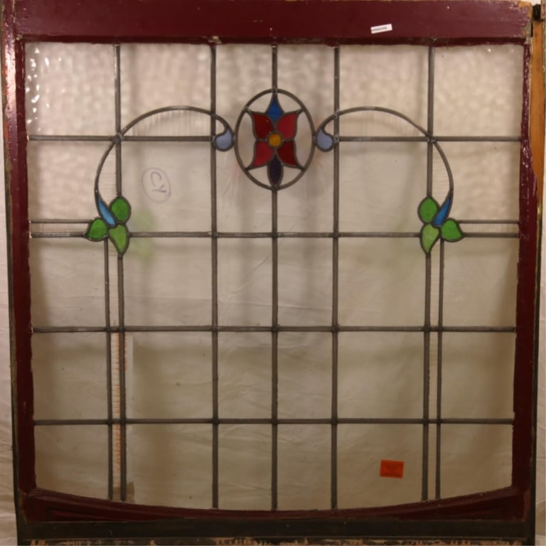 MONUMENTAL FRENCH ART NOUVEAU STAINED GLASS PANEL (1 of 4)