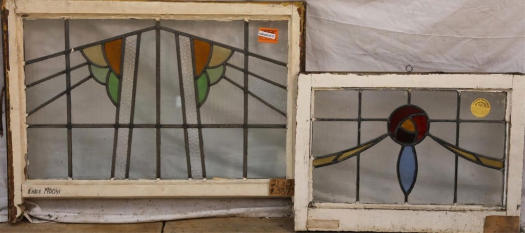 TWO ANTIQUE CONTINENTAL STAINED GLASS PANELS (1 of 3)