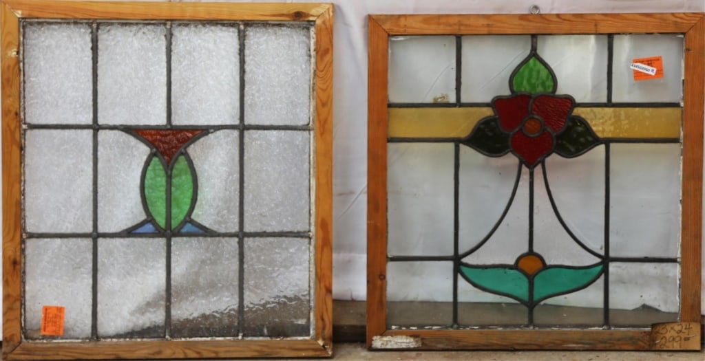 TWO ANTIQUE CONTINENTAL STAINED GLASS PANELS (1 of 3)