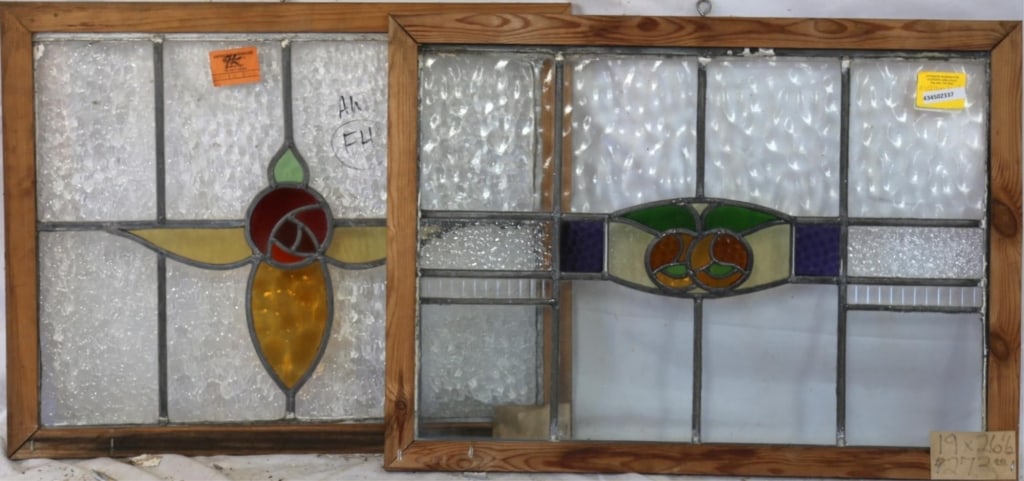 TWO IRISH STAINED GLASS PANELS (1 of 3)