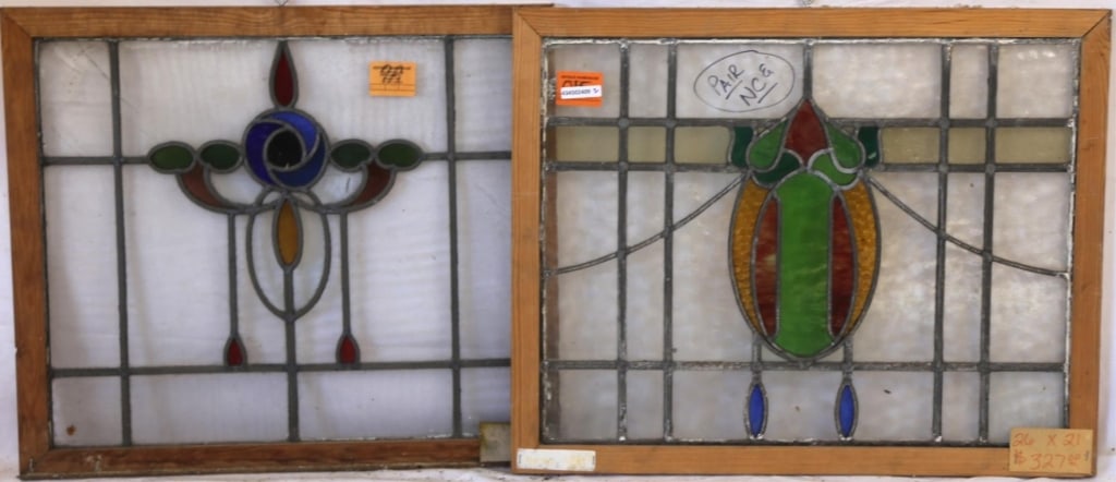 TWO ENGLISH STAINED GLASS PANELS (1 of 3)