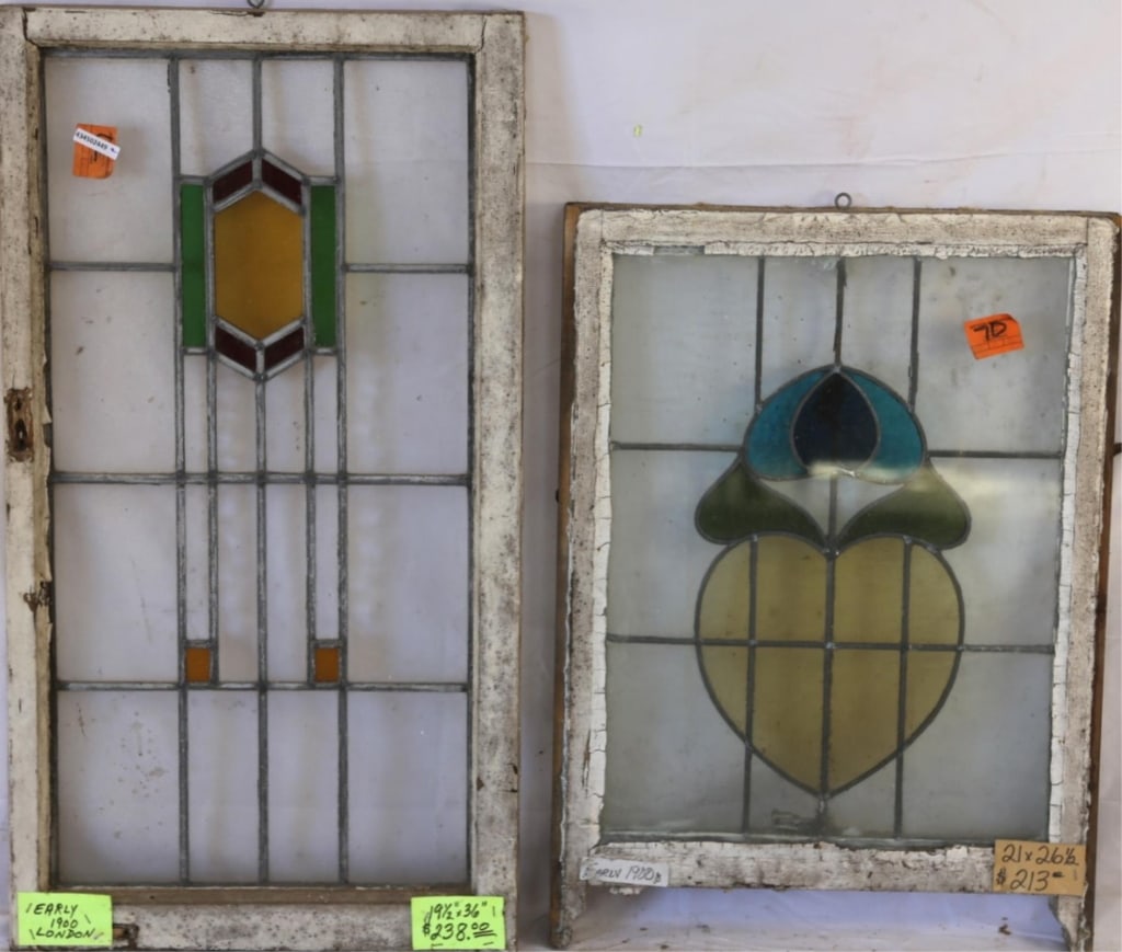 TWO ENGLISH STAINED GLASS PANELS (1 of 3)
