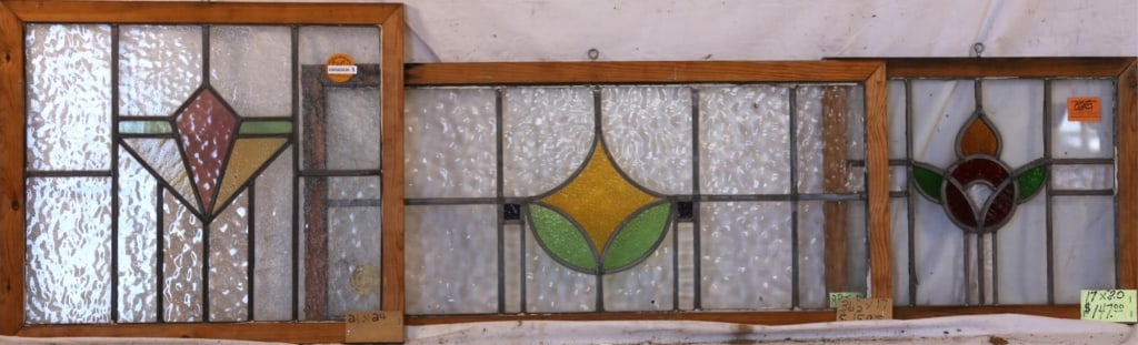 THREE CONTINENTAL STAINED GLASS PANELS (1 of 4)