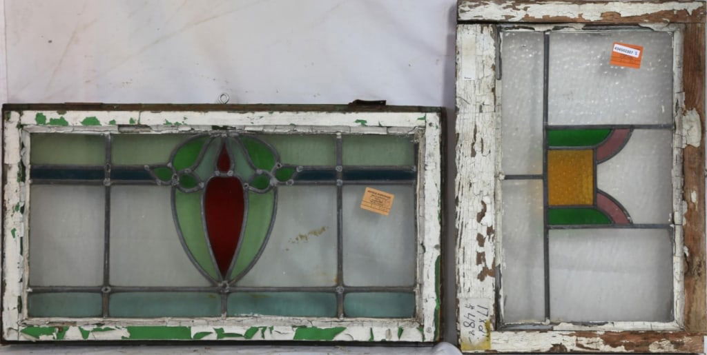 TWO IRISH STAINED GLASS PANELS (1 of 3)