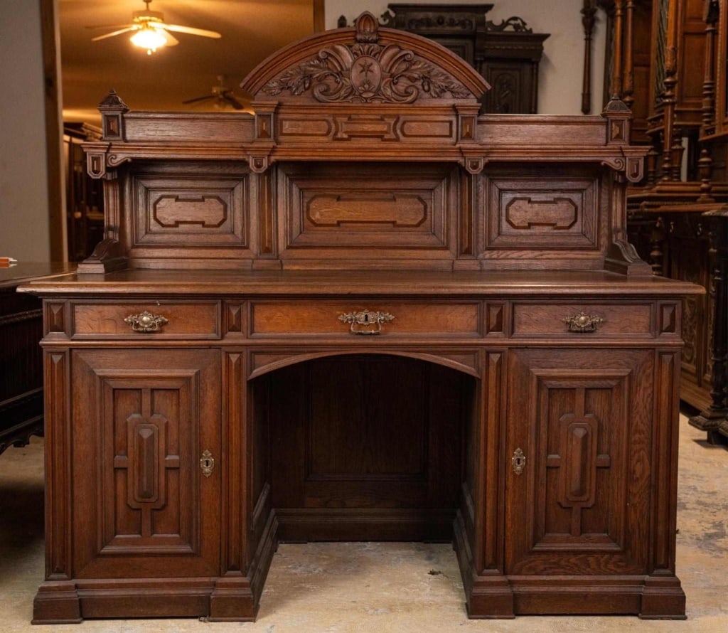 19TH C. FRENCH OAK PEDESTAL SECRETARY DESK (1 of 5)
